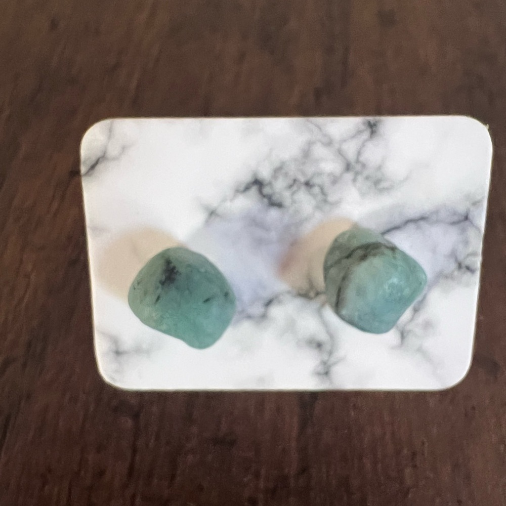 Elegant Green Stone Stud Earrings